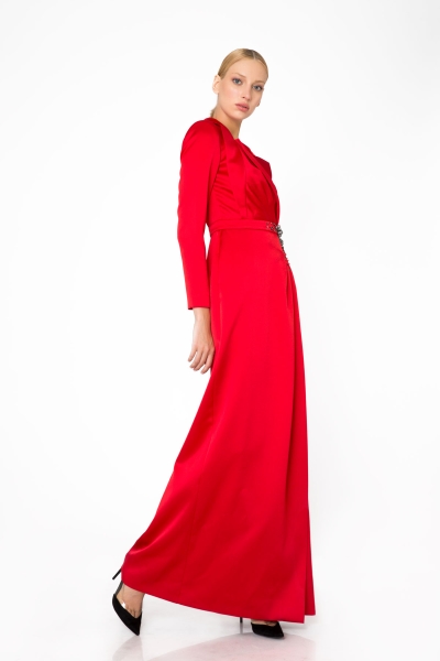 Gizia Taş İşleme Detaylı Kırmızı Uzun Gece Elbisesi. 2