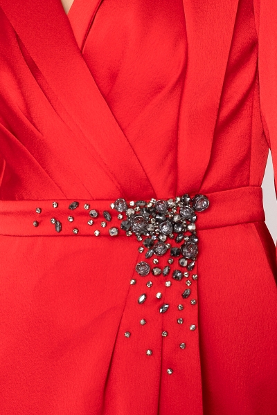 Gizia Taş İşleme Detaylı Kırmızı Uzun Gece Elbisesi. 4