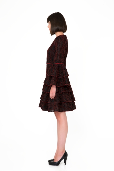 Gizia Ruffle Detailed Lace Black Mini Dress. 2