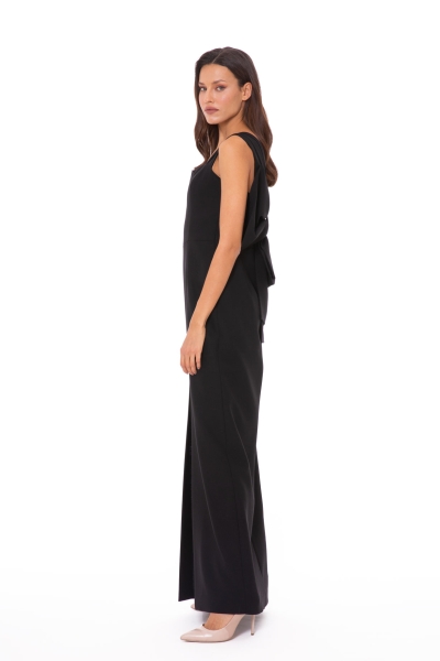 Gizia Arkası Fiyonk Detaylı Kalın Askılı Uzun Gece Elbisesi. 2