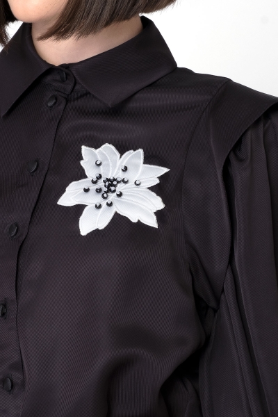 Gizia İşleme Çiçek Detaylı Siyah Gömlek. 4