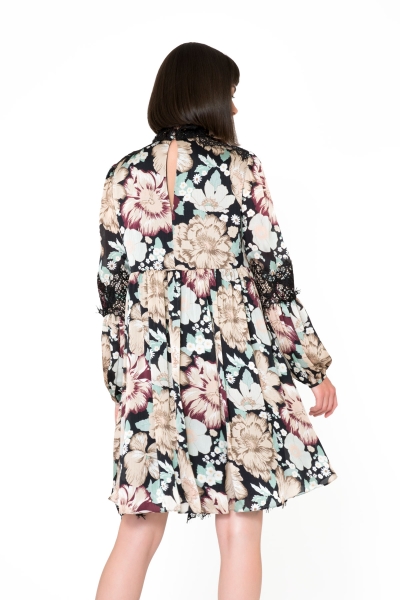 Gizia Dantel Detaylı Çiçek Desenli Midi Elbise. 3