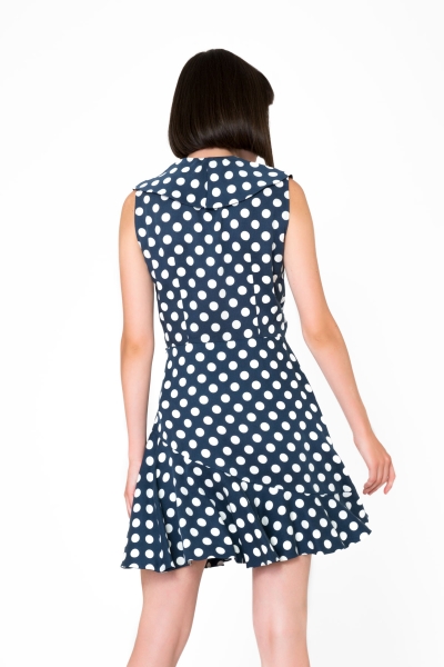 Gizia Puantiye Desenli Lacivert Mini Elbise. 3