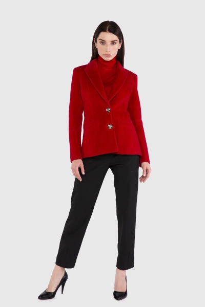 Gizia Metal Button Cachet Fabric Blazer Red Jacket. 2