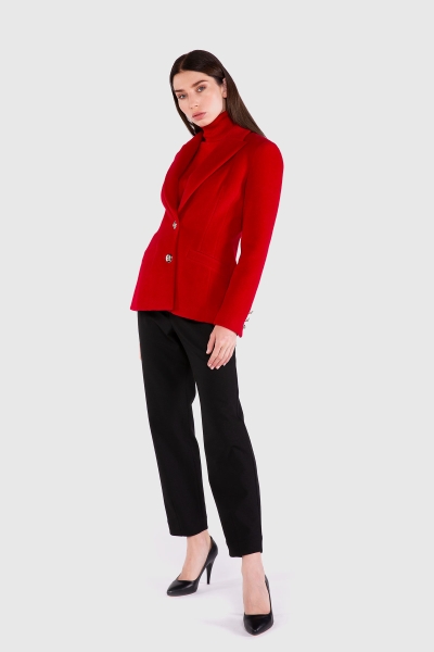 Gizia Metal Button Cachet Fabric Blazer Red Jacket. 1