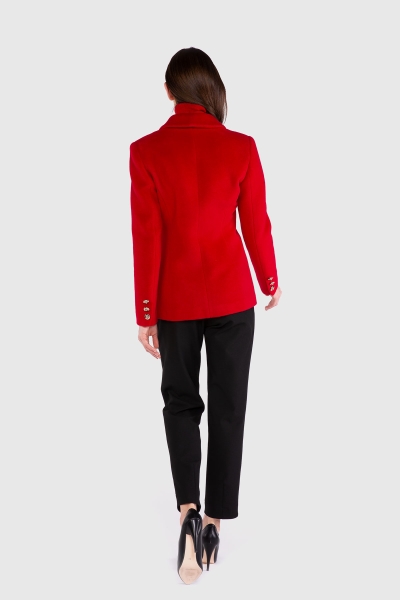 Gizia Metal Button Cachet Fabric Blazer Red Jacket. 4