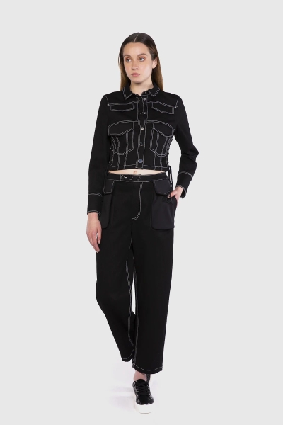 Gizia Scuba Pocket Detailed Contrast Stitching Witty Black Jean. 1