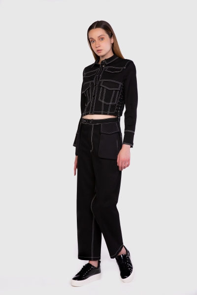 Gizia Scuba Pocket Detailed Contrast Stitching Witty Black Jean. 2 Gizia Scuba Pocket Detailed Contrast Stitching Witty Black Jean. 2