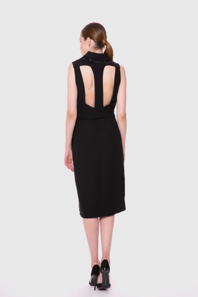 Gizia Sequin Lace Detailed Black Short Vest. 2