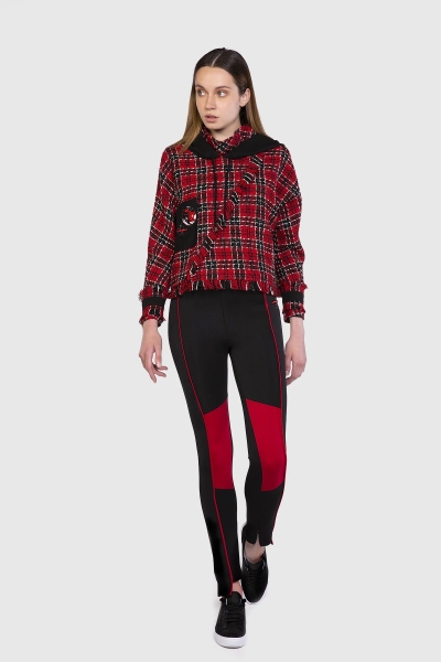 Gizia Checkered Tweed Fabric Detailed Red Sweat. 1